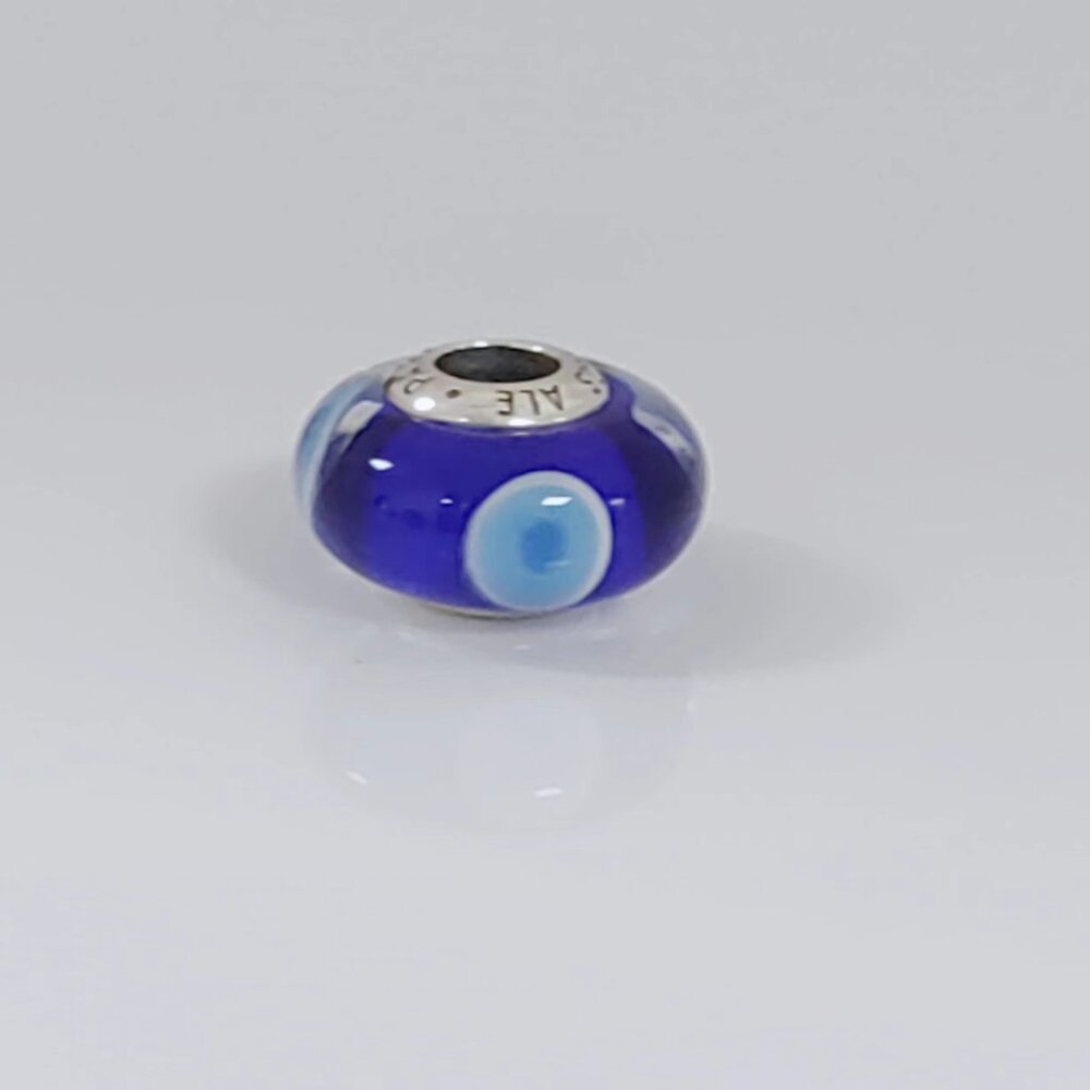 Pandora Evil Eye Protection Dark Blue Turquoise Murano Glass Bead Charm S925 ALE